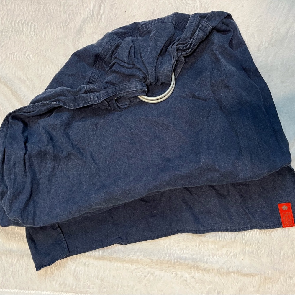 Sakura Bloom Blue Linen Ring Sling Baby Carrier